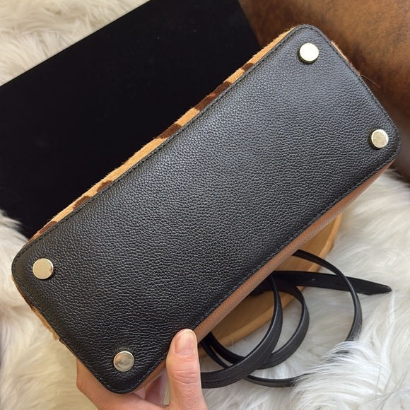 Kate Spade Margaux Medium Caviar Leather Leopard Calf Hair Crossbody Satchel Bag - Picture 13 of 17